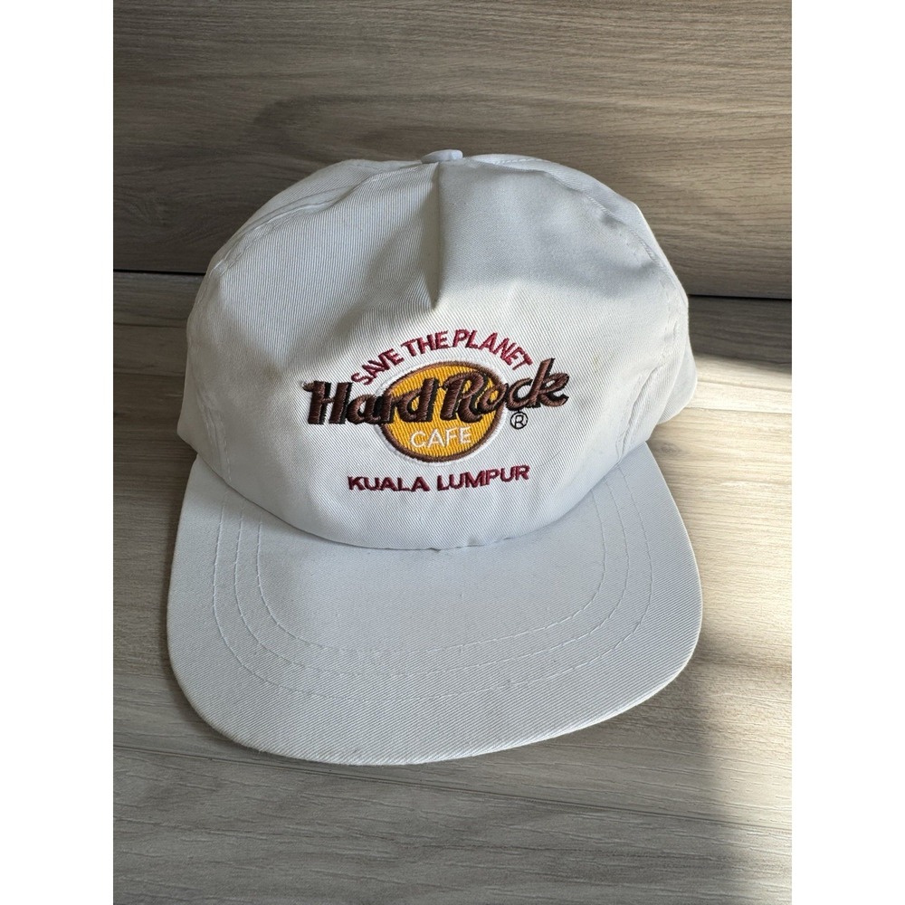 Vintage Hard Rock Cafe Kuala Lumpur Baseball Hat Cap Snapback White Embroidered‎